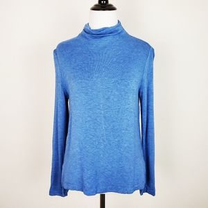 Lou & Grey Top Signature Soft Mock Turtleneck Blue Long Sleeves Knit Minimalist